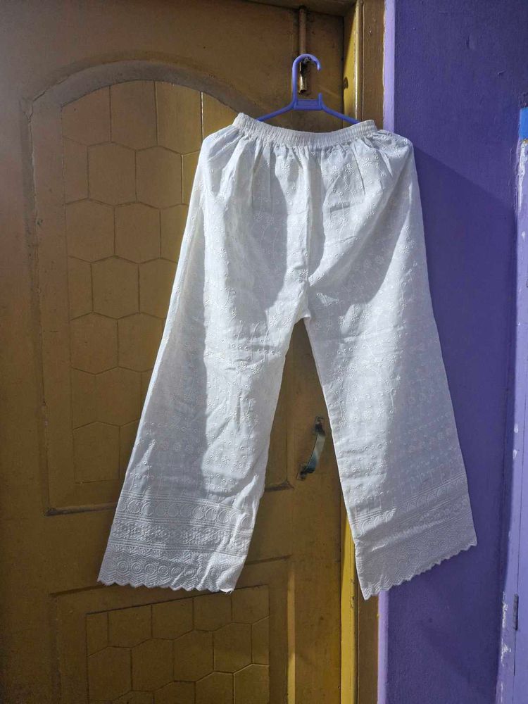 White Embroidered Palazzos