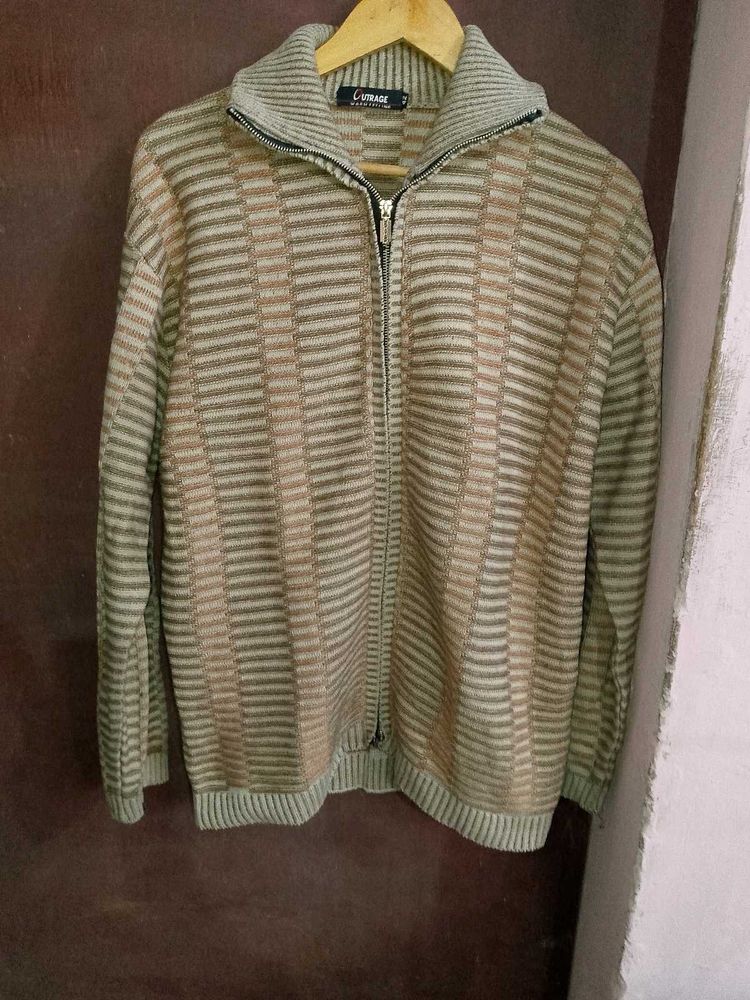 Striped Full Zip Sweater Jacket