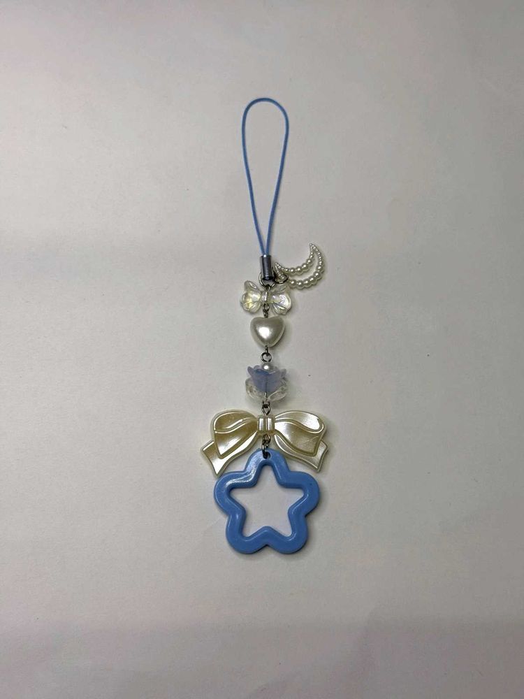 💙 Blue Star &amp; Moon Phone Charm with Pearl Bows 🎀