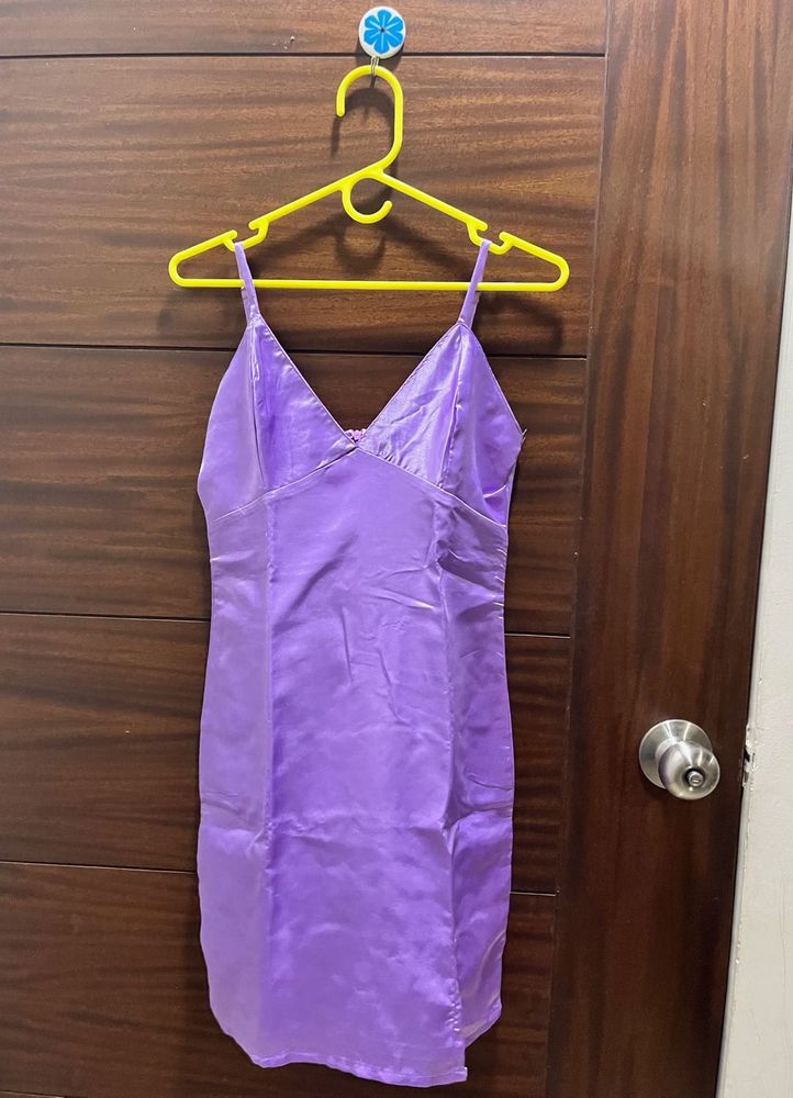 Lilac Satin Mini Slip Dress