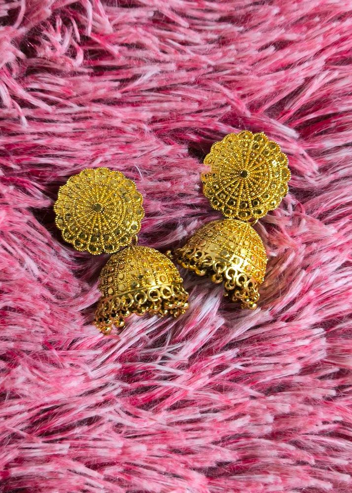 Golden Jhumka Earrings