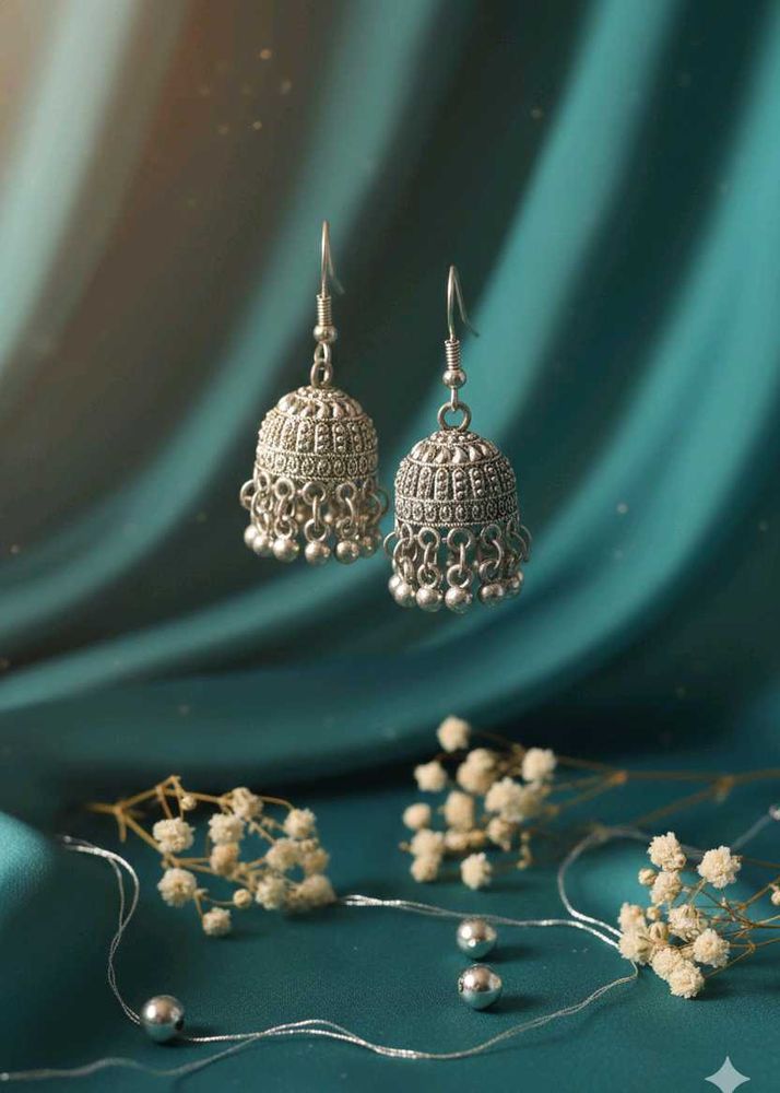 Silver Jhumka Earrings