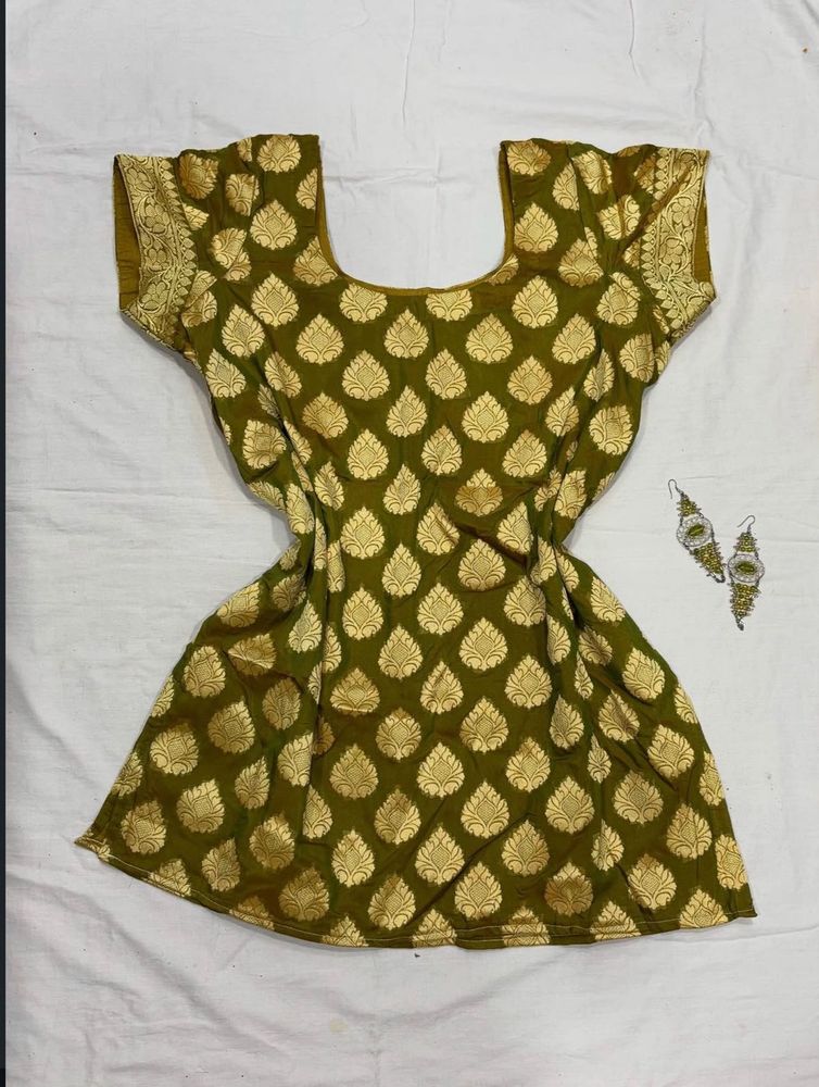 mehendi  green ethnic short kurti