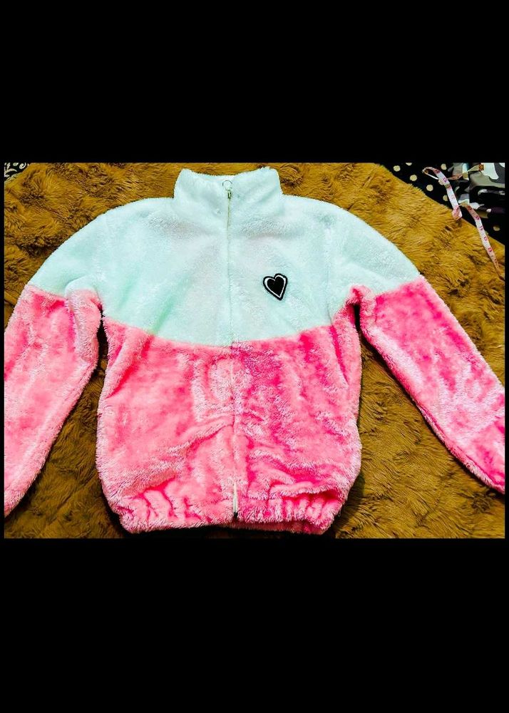 fleece Pastel Plush Zip-Up Jacket never used u