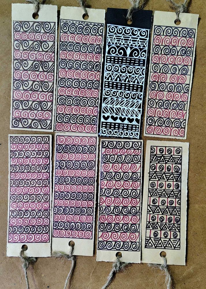 Handmade Bothside Doodle Bookmarks - Set of 8