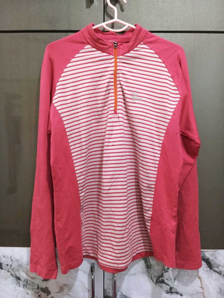 Pink Striped Long Sleeve Top