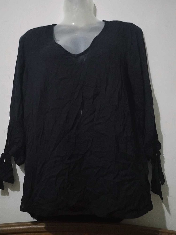 Black Tie Sleeve Blouse
