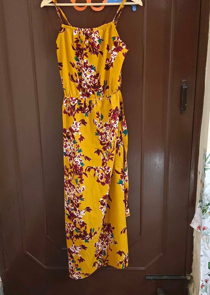 Mustard Yellow Floral Maxi Dress