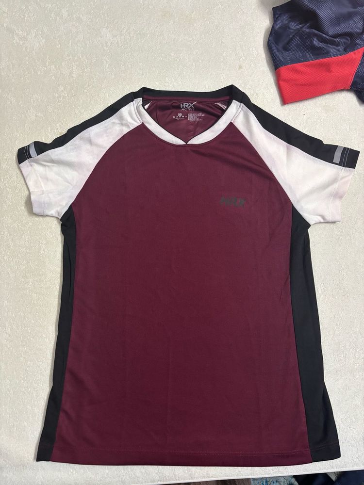HRX Maroon Athletic T-Shirt