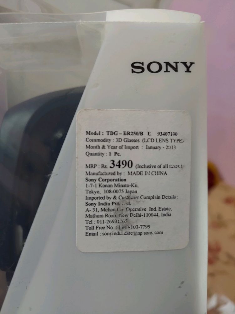 Sony Bravia X-reality Active Shutter 3D Tv Glasses