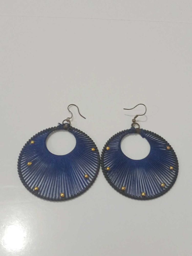 Blue Threaded Earrings