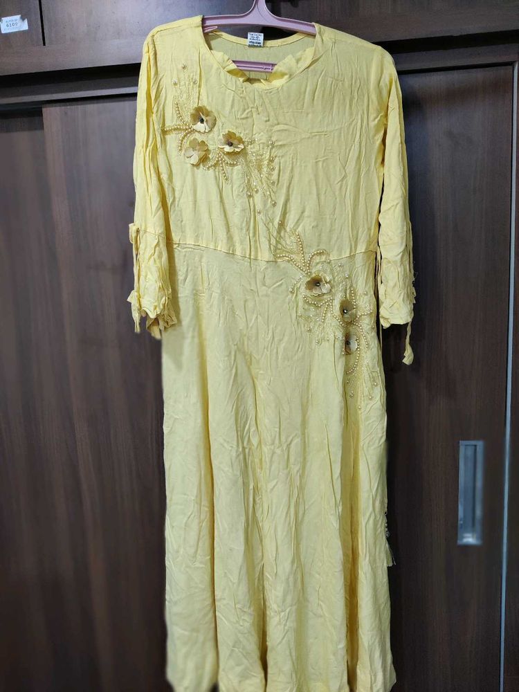 Yellow Embroidered Maxi Dress