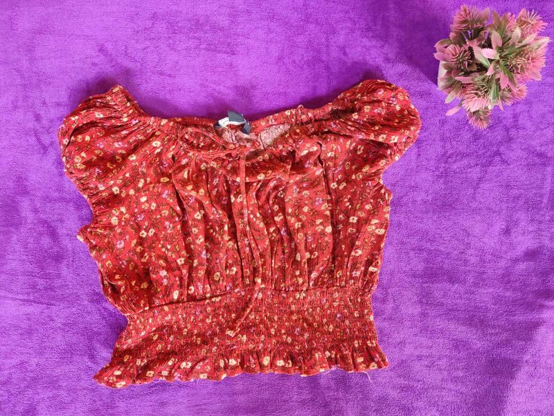 Floral Print Smocked Top