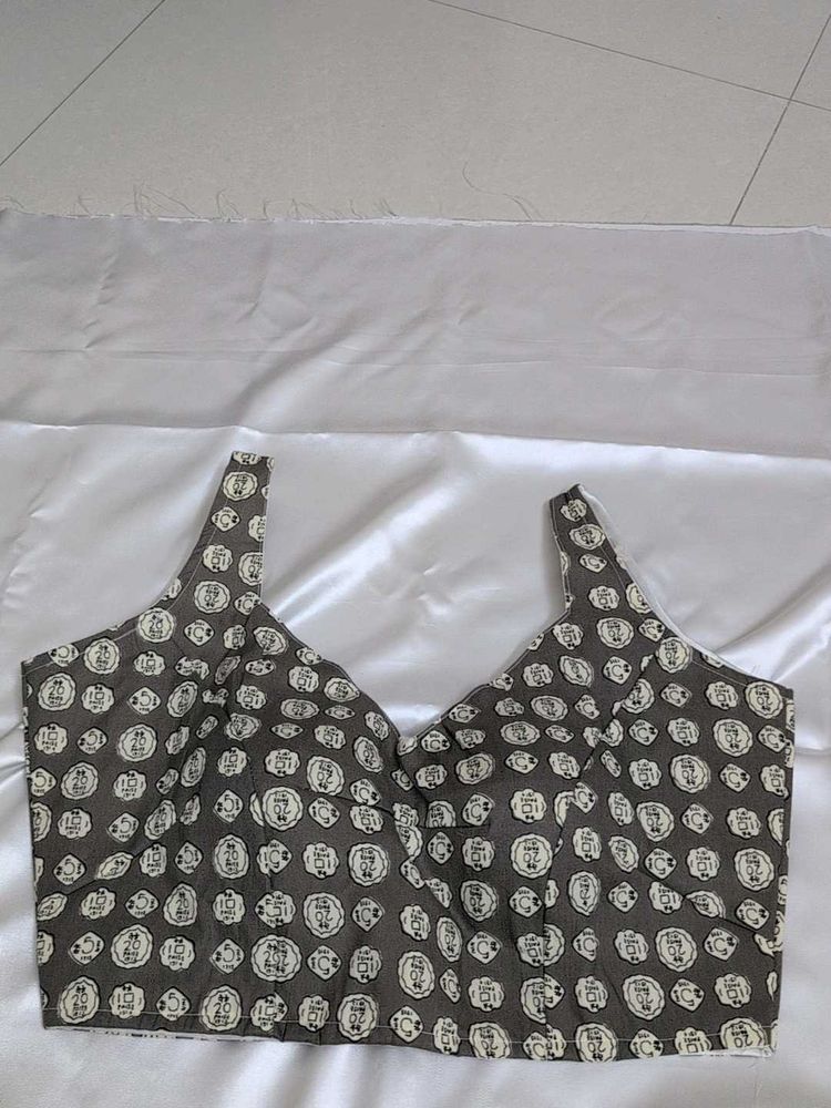 Grey Blouse With Sleeves Attached Inside