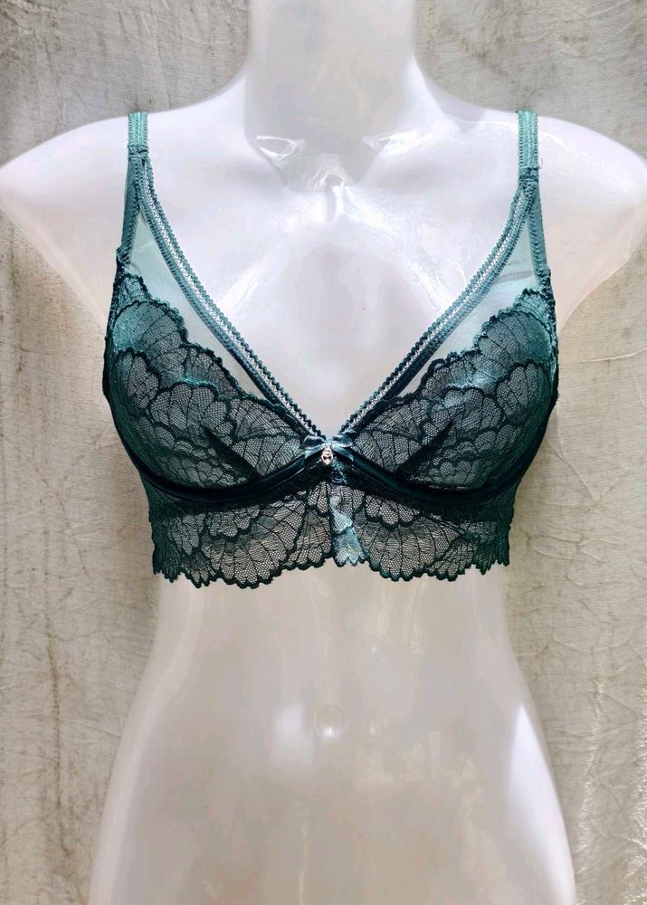 Teal Lace Unlined Bra
