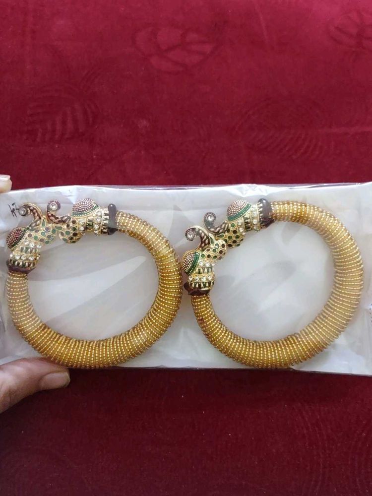 Elegant Gold-Tone Elephant Kada Set