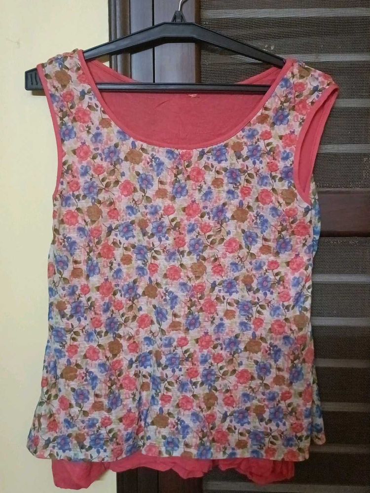 Floral Print Sleeveless Top