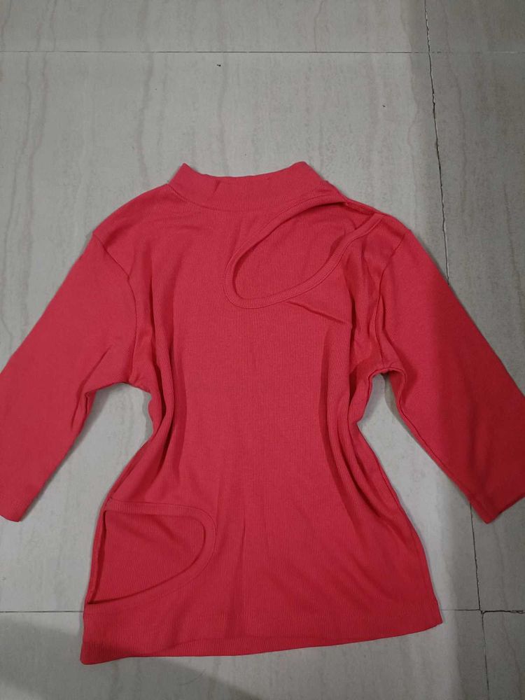 Chic Coral Cutout Top