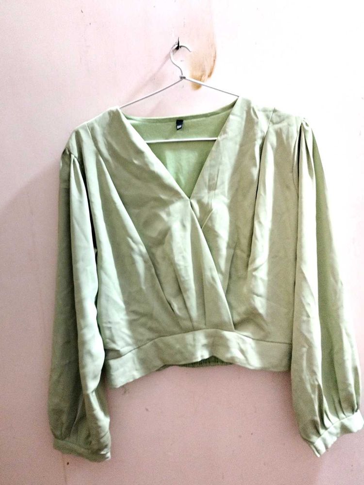 Sage Green Wrap Top