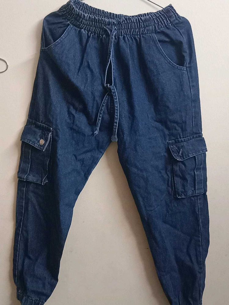 Denim Cargo Joggers