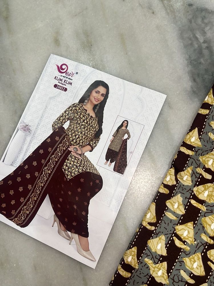 Brown Printed Salwar Suit Material