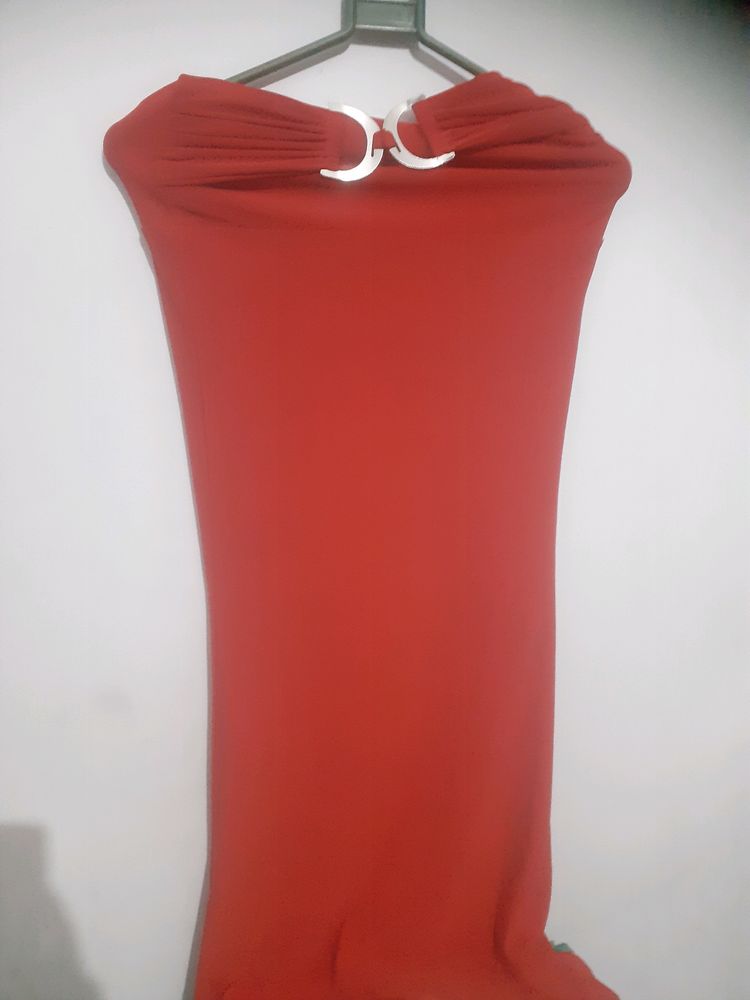 Long Stretchable Fishcut Skirt Red Color