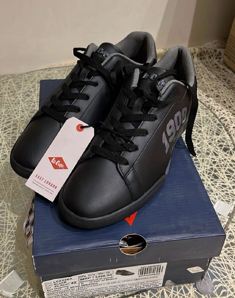 AUTHENTIC LEE COOPER 1908 LACE UPBLACK SNEAKERS