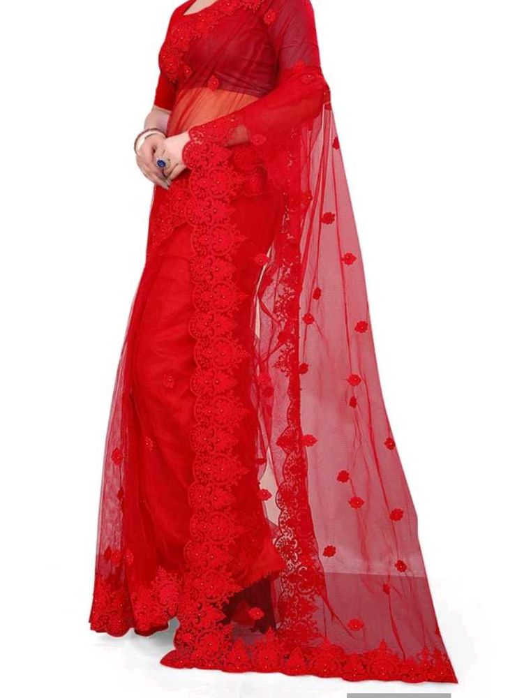 Net Embroidered Saree