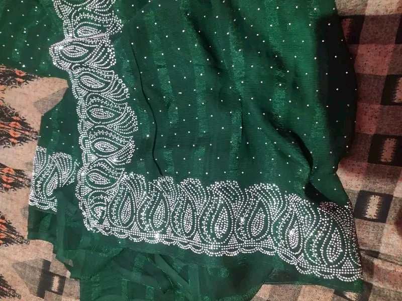 Green Embellished Saree colours available