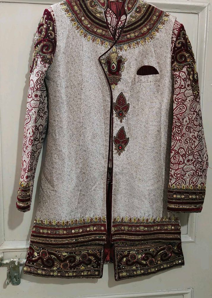 Marron Sherwani With Removebal Coti