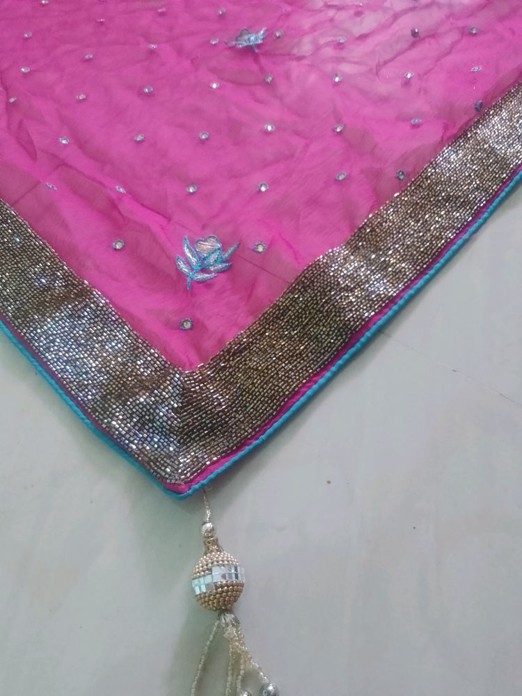 4 Side Heavy Sequins Work Pure Dupatta