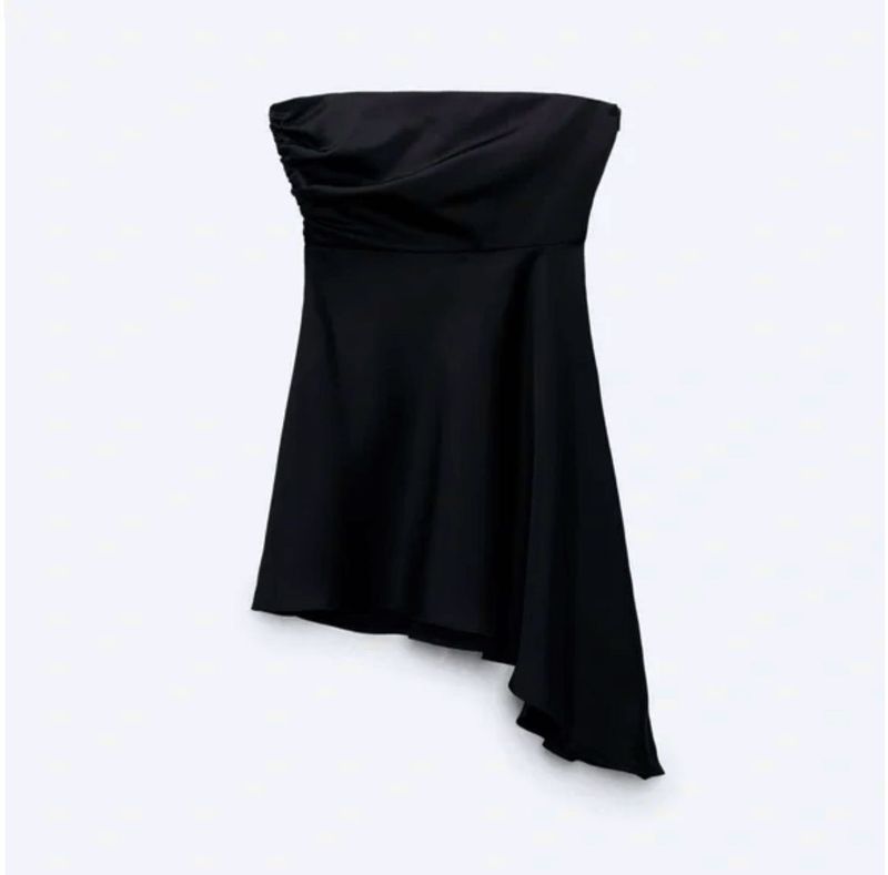 ZARA SATIN ASYMMETRICAL MINI DRESS
