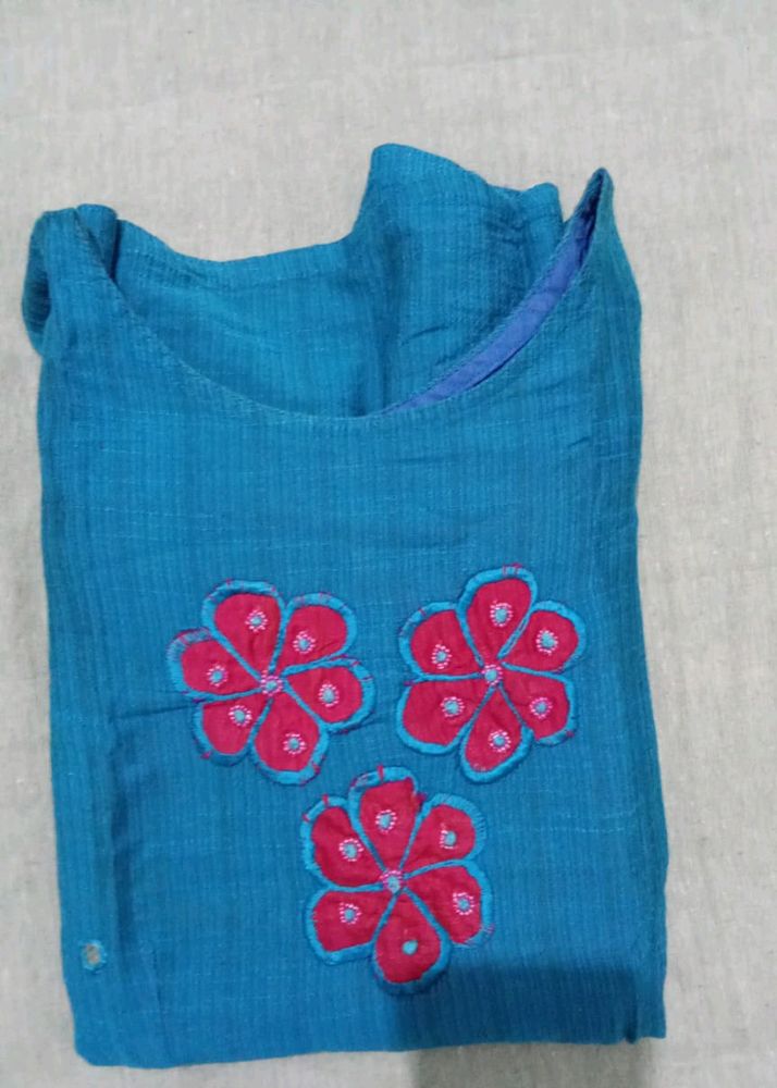 Stiched Kurta Of Kingfisher Blue Colour