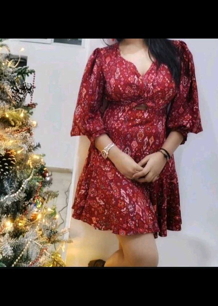 Red Floral Mini Dress