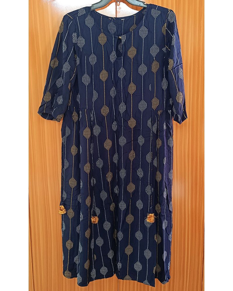 Stunning A-line Navy Blue Kurti