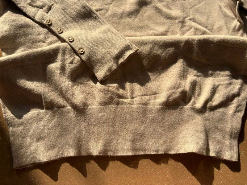 Beige Knit Cardigan Sweater