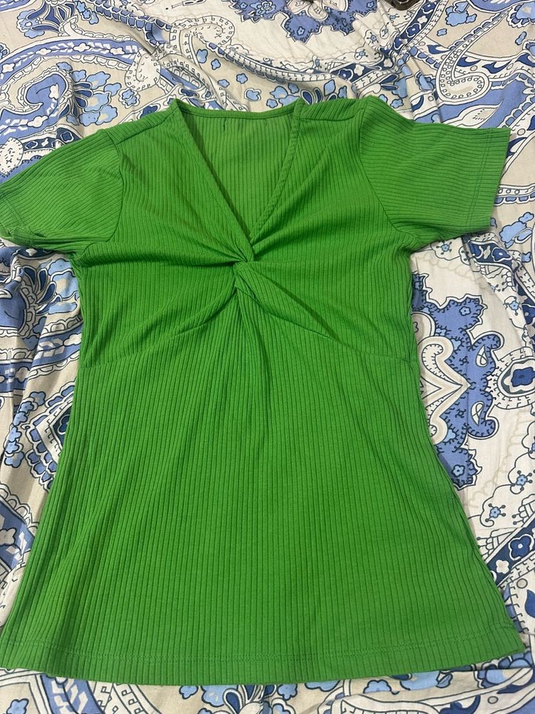 Green Ribbed Tank Top