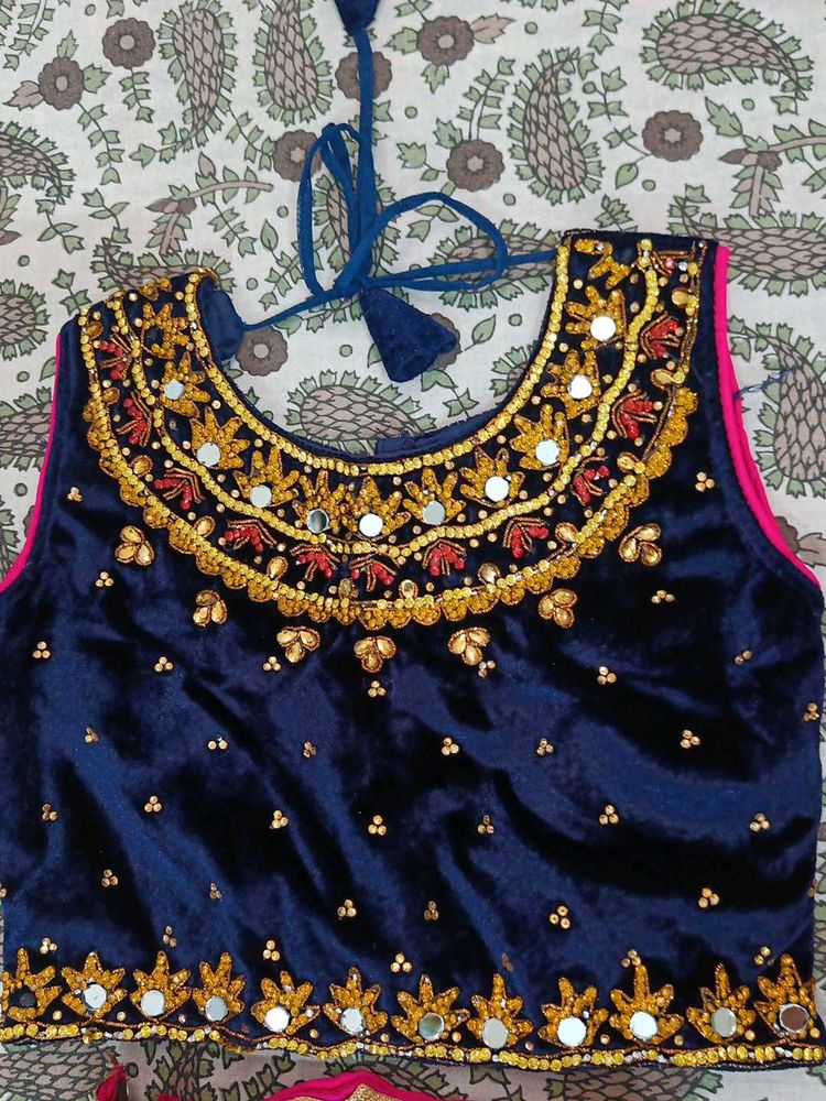 Embroidered Velvet Blouse