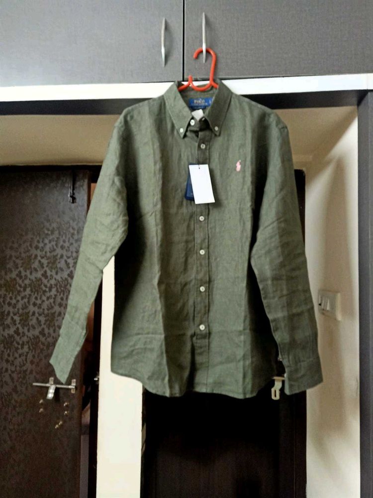NEW Polo Ralph Lauren Green Linen Shirt