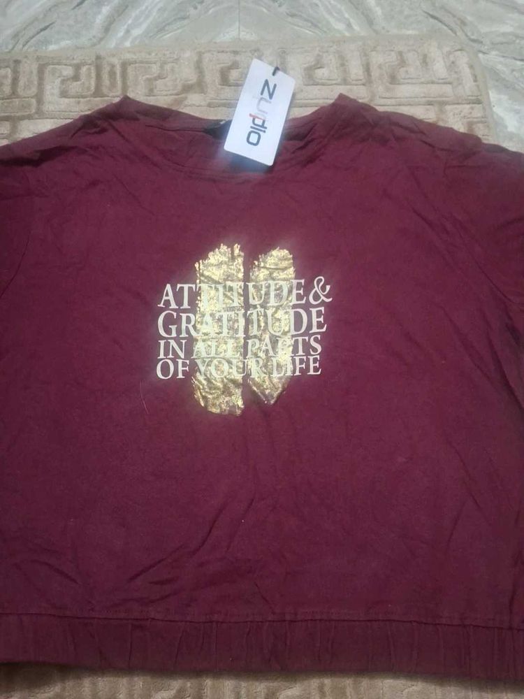 Stylish Maroon Graphic Print Top