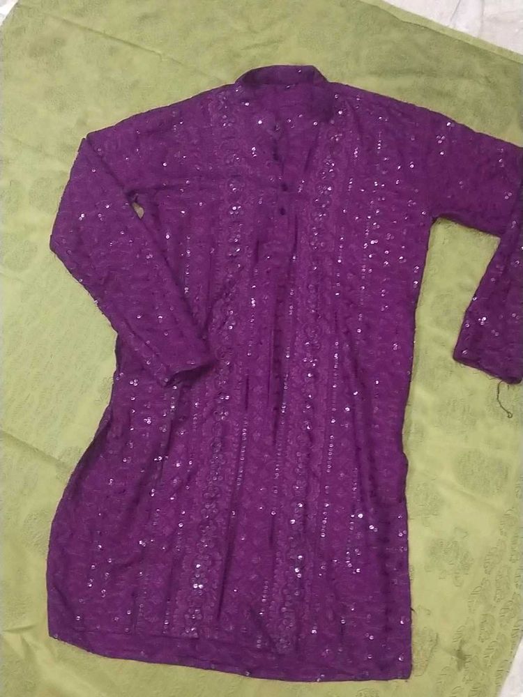 Purple Embroidered Kurta