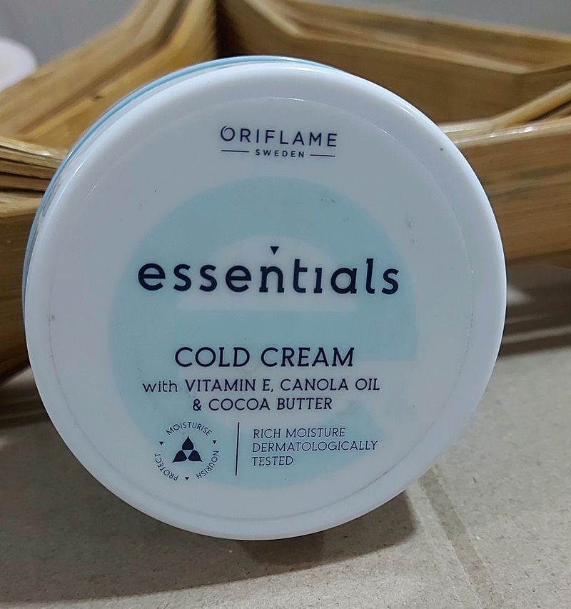 ORIFLAME SWEDEN # ESSENTIALS COLD CREAM VITAMIN E.CANOLA OIL &amp; COCOA BUTTER DERMATOLOGICALLY TESTED