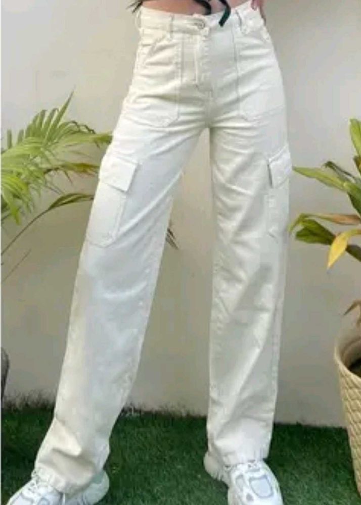 wide leg light beige cargos