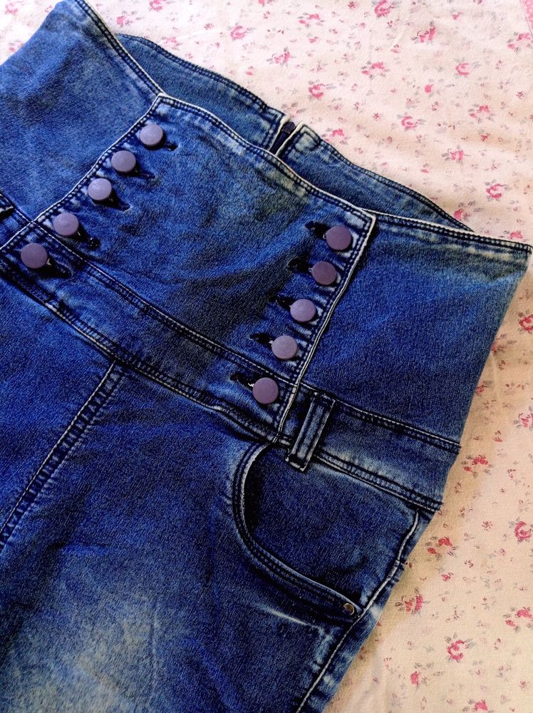 High Waisted Blue Denim Jeans