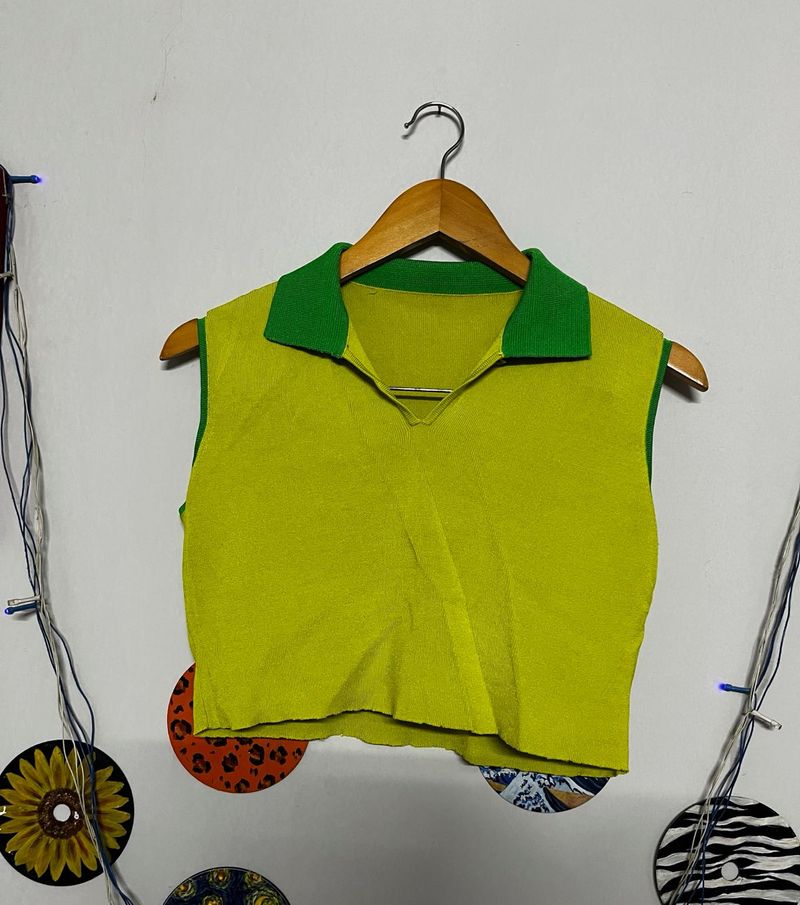 Green &amp; Yellow Sleeveless Top