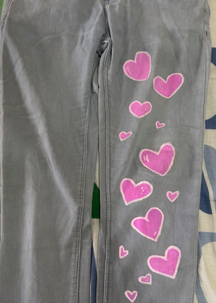 Hand-Painted Heart Jeans