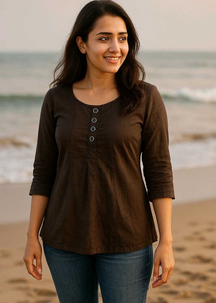 Stylish New Brown Casual Top At Low Price