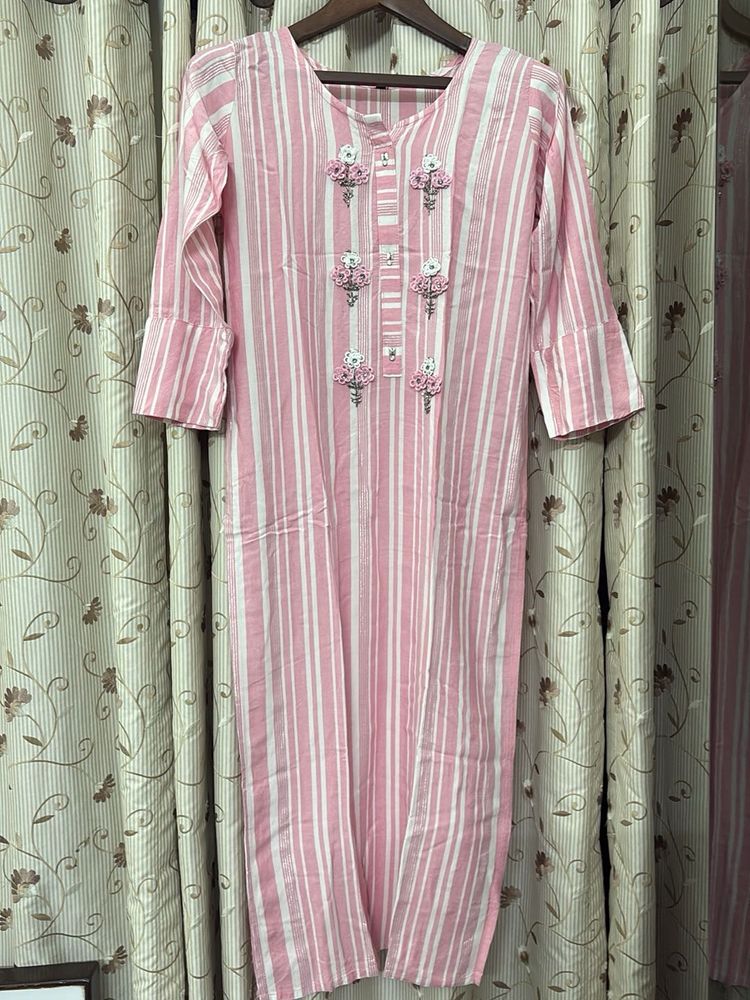 Pink Striped Kurta