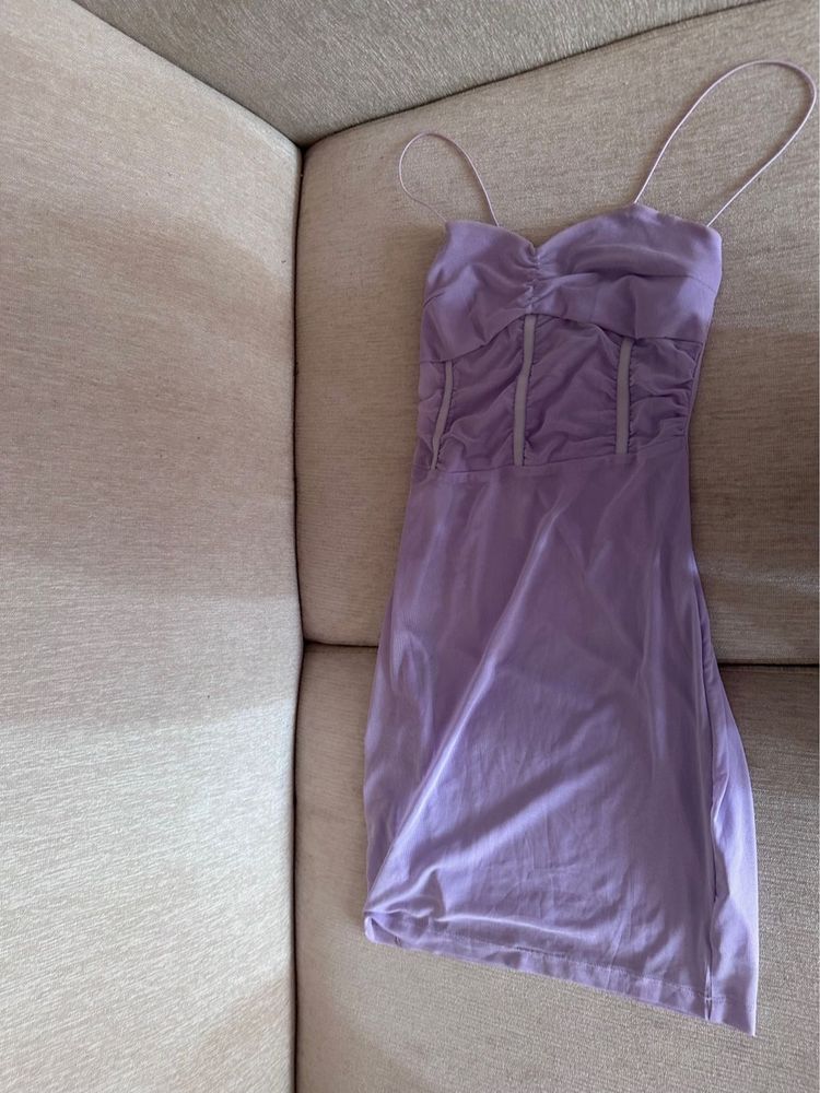 Lilac Dress With Sheer Patch On The Waistline