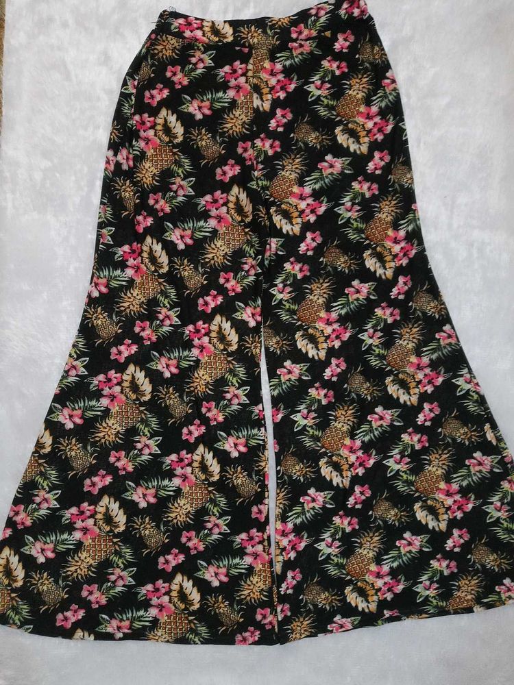 Floral Print Wide Leg Pants